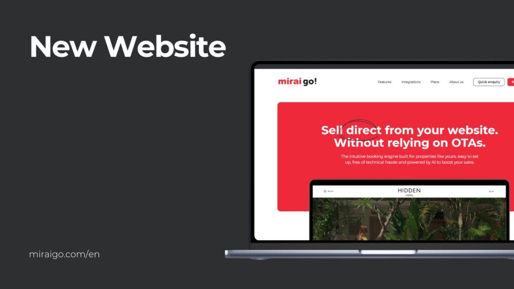 New website for Mirai Go, software for small hotels, available on computers and mobiles.